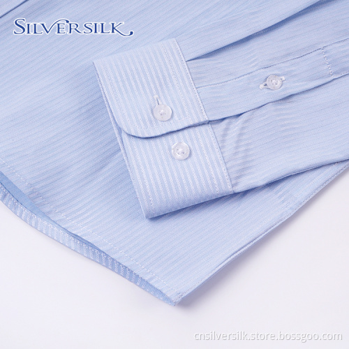 Classic cotton stripe boys casual button down shirt